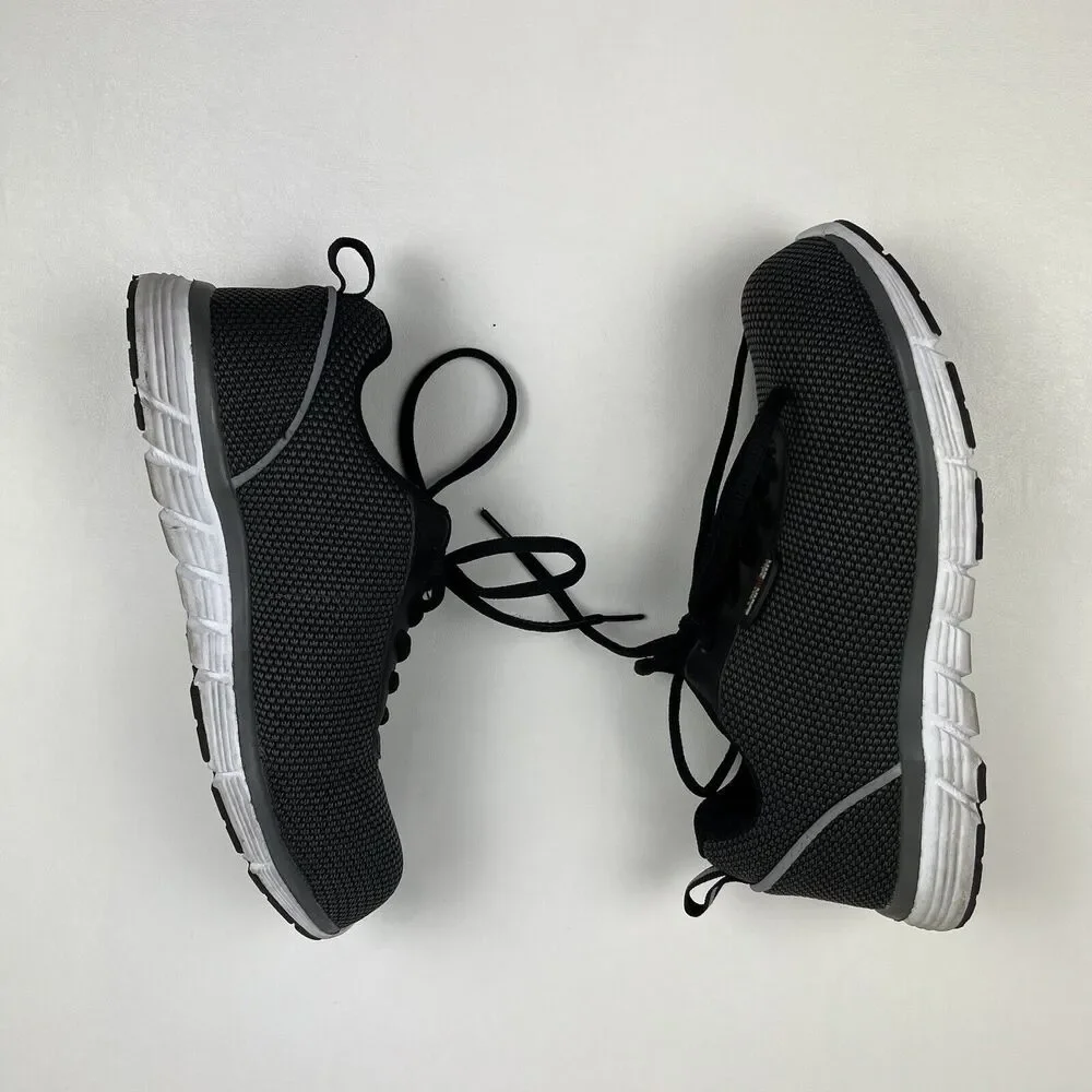 LARNMERN Safety Shoes Sneakers Steel Toe Anti Smash Lace Up Black Women’s Sz 5.5